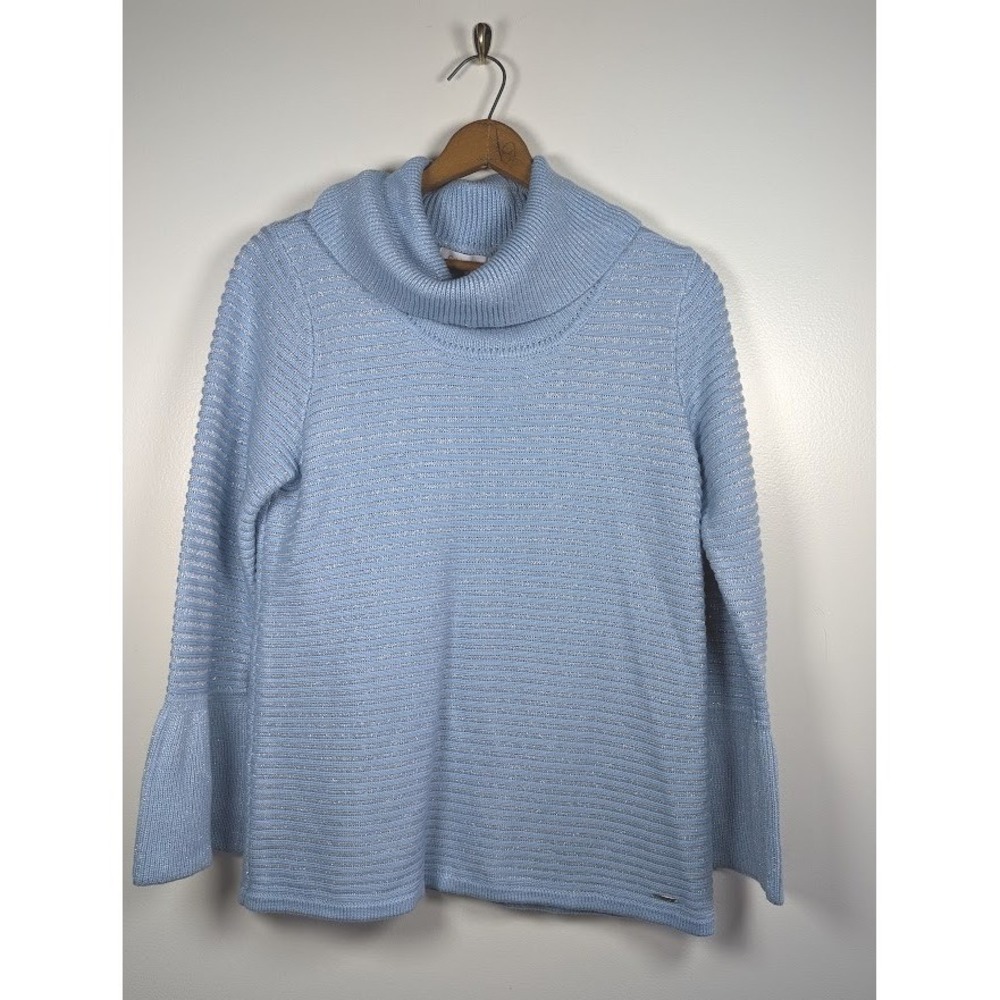 Calvin Klein Sweater Womens Size Medium Cowl Metallic Thread Fairy Chunky Winter
